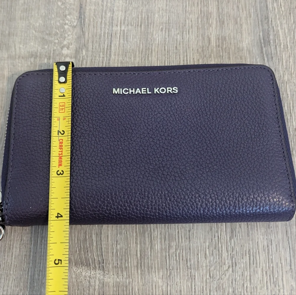Michael Kors Dark Purple Leather Wallet Wristlet